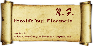 Mozolányi Florencia névjegykártya